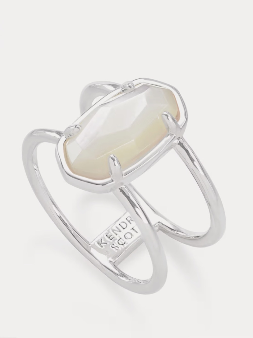 NEW Kendra Scott Silver double band Irridescent Drusy Ring !